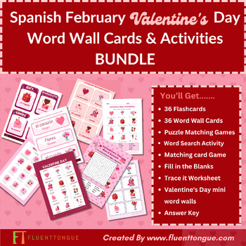 Preview of February Word Cards and Word Walls {in English & Spanish}