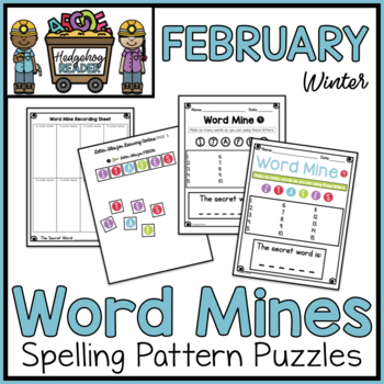 Preview of February Word Mines CCSS Spelling Puzzles