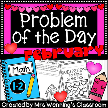 Preview of February Word Problems! Problem of the Day for Grades 1 & 2!