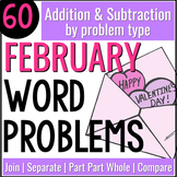 February Addition & Subtraction Word Problems Valentine's 