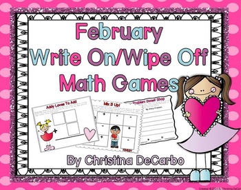 Preview of February Write On Wipe Off Math Centers and Games Common Core Correlated