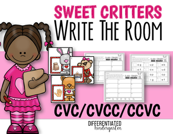 Preview of February Write The Room CVC/CVCC/CCVC Word Work-Differentiated