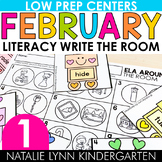 February Write the Room First Grade Literacy Centers for W