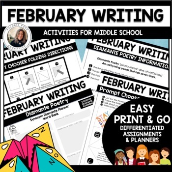 Preview of February Writing Activities for Middle School