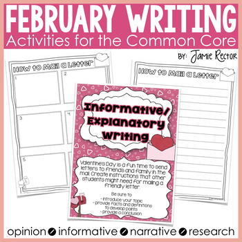 Preview of February Writing Activities Aligned to Common Core Standards
