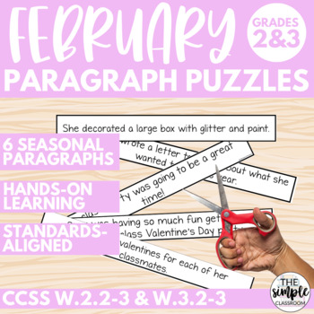 Preview of February Writing Center | Paragraph Writing Lesson | 2nd Grade 3rd Grade