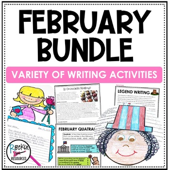Preview of February Writing Bundle | Language Arts | Centers | Valentine's Day