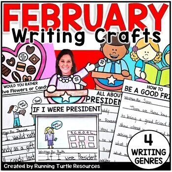 Preview of February Writing Crafts, Valentines Day Writing Prompts, Presidents Day Writing