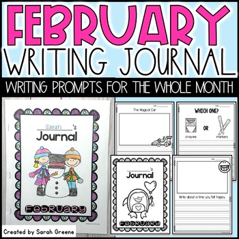 Preview of Daily Writing Prompts for February - Writing Journal for 1st & 2nd Grade