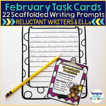 Preview of February Writing Journal Task Cards Winter Writing Prompts
