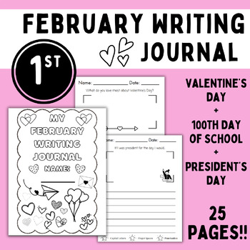 Preview of February Writing Journal (seasonal prompts included!)