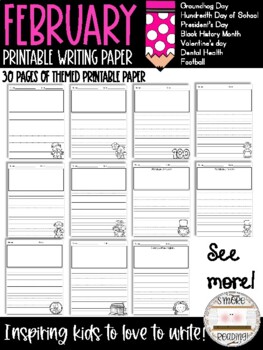 February Writing Paper Printables by S'more Reading | TPT