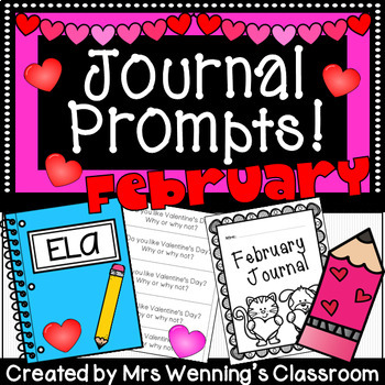 Preview of February Writing Prompts! (February Journals!) Differentiated for Grades 1-5!