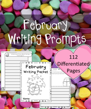 Preview of February Writing Prompts - February Themed Writing Prompts Journal (Gr. K-2)
