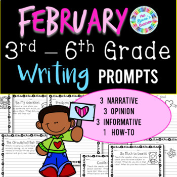 Preview of February Writing Prompts - 3rd grade, 4th grade, 5th grade, 6th grade