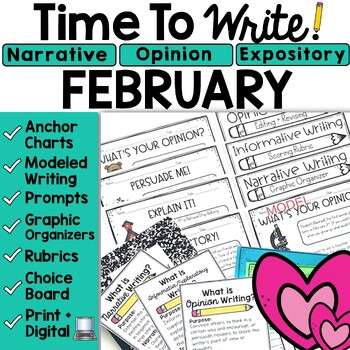 Preview of February Writing Prompts Choice Board Activities Journal Prompt Morning Work