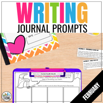 Preview of February Writing Prompts Journal - Daily Quick Write, Bell Work Morning Journal 