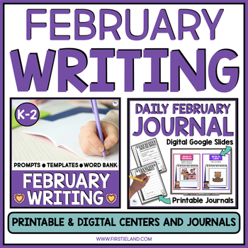 Preview of February Writing Prompts Digital Google Slides Distance Learning