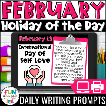 Preview of February Writing Prompts | Morning Meeting | National Holidays | Daily Writing