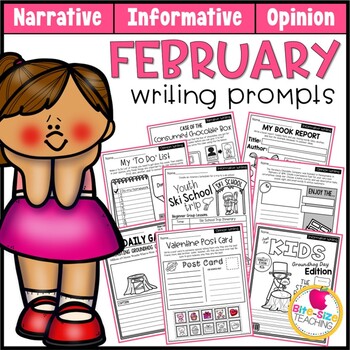 Preview of February Writing Prompts | Real-World & Draw & Write Formats | PDF & GOOGLE