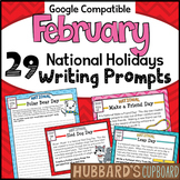 February Writing Prompts Activities / Task Cards / Nationa