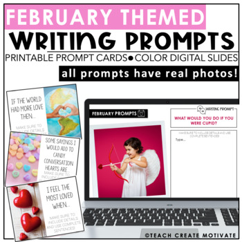 Preview of February Writing Prompts - Valentine's Day - Digital - Real Photos
