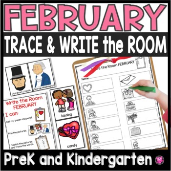 Preview of February Write the Room Kindergarten & 1st Grade Valentine Writing Activities