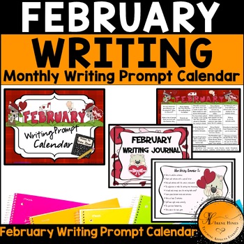 Preview of February and Winter Writing Prompt Calendar Monthly Journal Primary Paper
