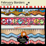 February borders- Color and B&W