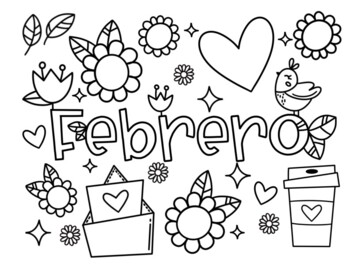 February coloring page / Febrero hoja para colorear by Teaching Tutifruti
