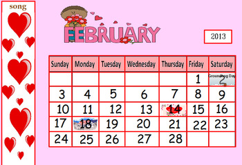 Preview of February2023 math calendar for ActivBoard-  kg-1st grade