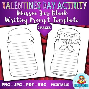 Preview of February valentine writing paper | masson jar craft with lined prompt samples
