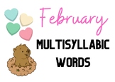 February/winter-themed Multisyllabic Words Flashcards