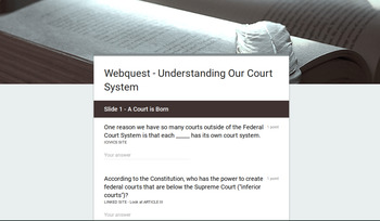 Preview of Federal Court System Webquest - iCivics Courts in a Nutshell