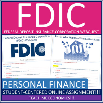 Preview of Federal Deposit Insurance Corporation (FDIC) Personal Finance Economic Webquest