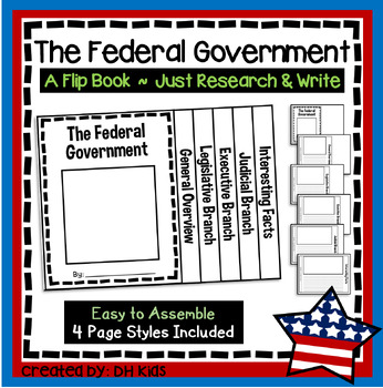 Preview of Federal Government Report, Branches of Government Flip Book Research Project