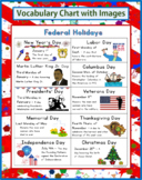 Federal Holidays Vocabulary Chart/Poster with Images