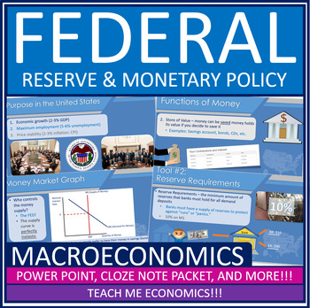 Preview of Federal Reserve Economic PowerPoint Notes Webquest Tests Economics Worksheets