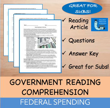 Preview of Federal Spending - Reading Comprehension Passage & Questions
