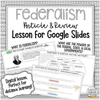 Preview of Federalism Digital Article & Review | Civics & American Government
