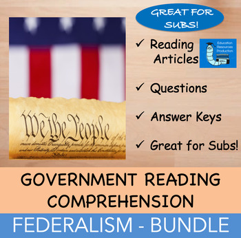 Preview of Federalism - Government Reading  & Questions Bundle