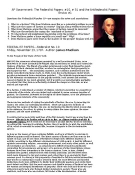 federalist paper no 10 annotated