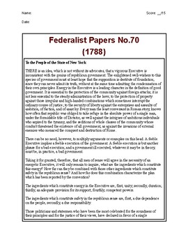 Preview of Federalist 70: Unpacking the Arguments for a Strong Executive