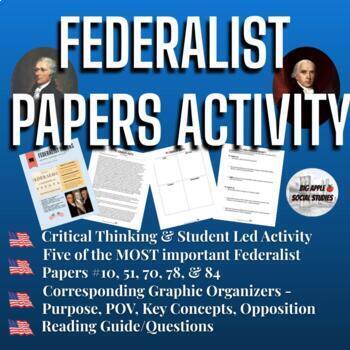Preview of Federalist Papers Critical Thinking Activity