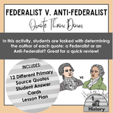 Federalist v. Anti-Federalist Quote Thrown Down Review Game