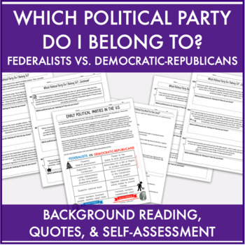 Preview of Federalists & Democratic-Republicans: Which Political Party Am I? Activity
