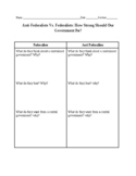 Federalists Vs. Anti Federalists Reading and Chart