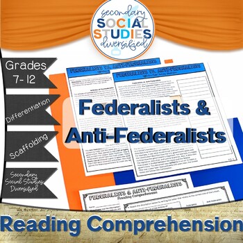 Preview of Federalists and Anti-Federalists Reading Comprehension Worksheet and Questions