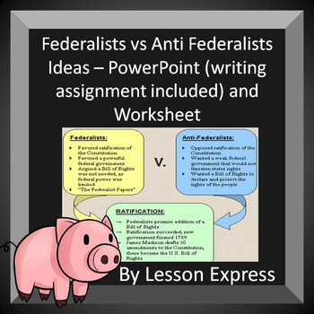 Preview of Federalists vs Anti Federalists -- PowerPoint and Worksheet