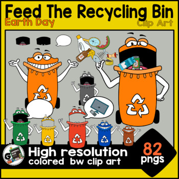 Preview of Feed The Recycling Bin Cartoon Earth Day Clip Art